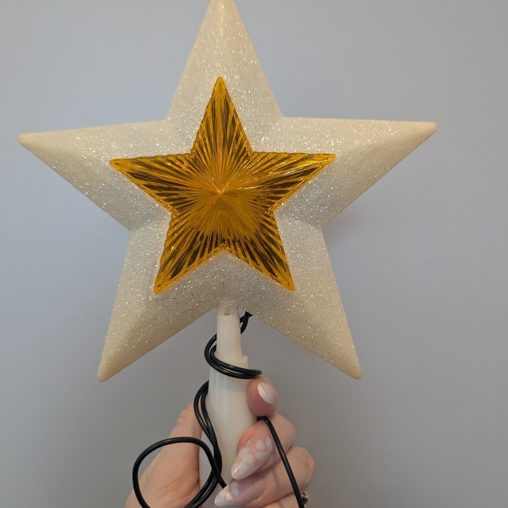 Light-Up Star Tree Topper in Cream and Gold - Picture 4 of 9